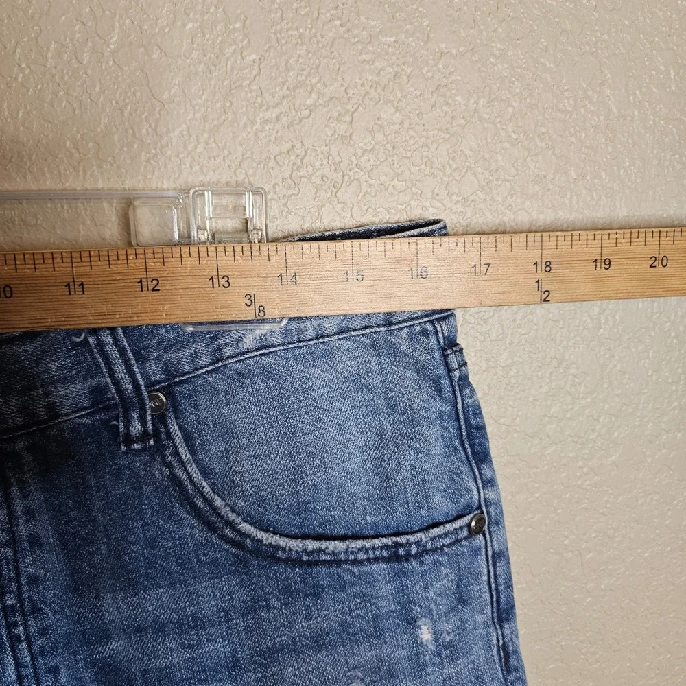 One Teaspoon Outlaws Blue Distressed Denim Shorts Low Waist Button‎ Fly Size 30
